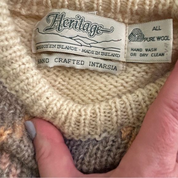 HERITAGE vintage Irish Intarsia sweater 100% wool size medium - Picture 5 of 8